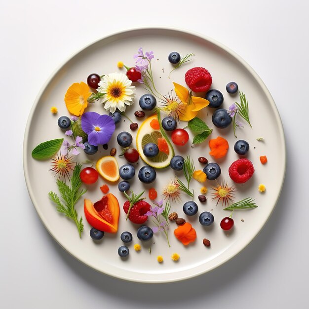 talerz z kolorowymi składnikami